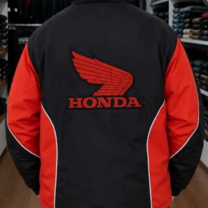 campera de moto impermeable roja y negra