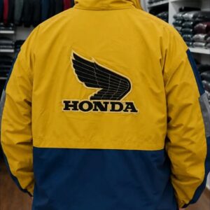 campera de moto amarilla y negra