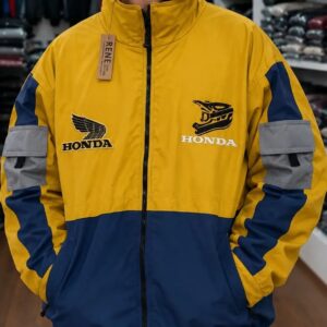 campera de moto amarilla y negra